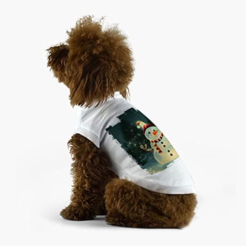 T -shirt de cachorro do boneco de neve - camisa de cachorro de Natal - Ilustração Cloth Clothing - Branca, L