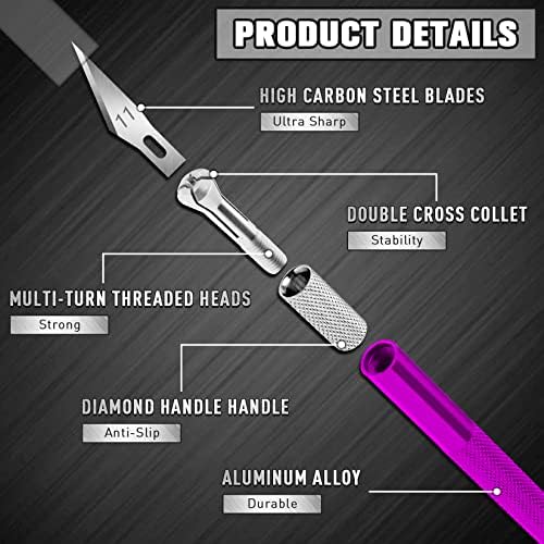 DiySelf 2 Pacote faca exato para artesanato, lâminas de faca de precisão exato, faca de hobby para modelos, faca artesanal para scrapbooking, escultura de faca para estêncil, arte, 10 lâminas extras