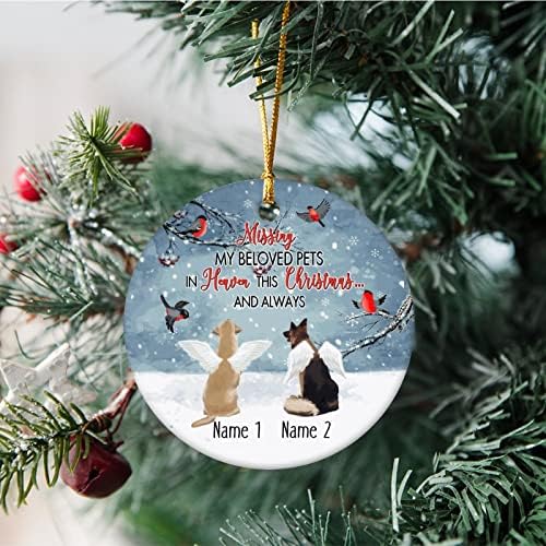 Senhorita meus amados animais de estimação no céu Ornamento - Ornamento de cães Memorial personalizado com nome - Presente memorial para animais de estimação para animais de estimação - ornamento de animal de estimação para amante de animais de estimação - presente de perda de animais de