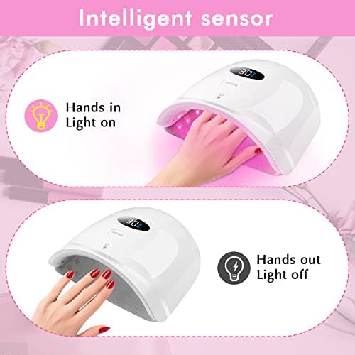 Lâmpada de unha LED UV, Luz de unhas UV Gel para unhas de gel Polish cura com configuração de timer de sensor inteligente