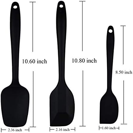 Conjunto de espátula de silicone, 3 pcs resistentes ao calor Black Spatula Definir utensílios de cozinha de borracha