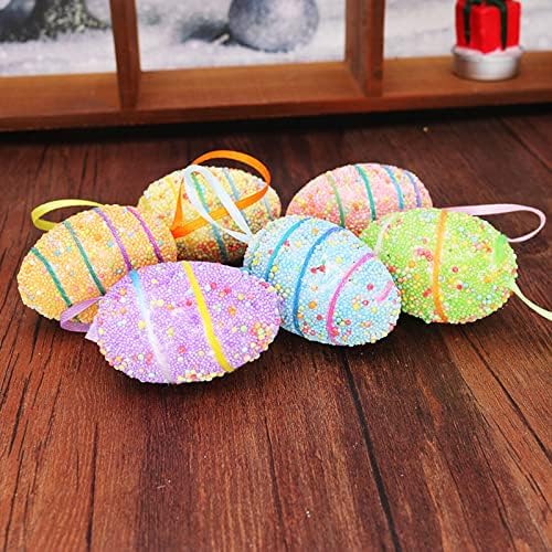 Ovos de páscoa nsqfkall 3 pacote 18pcs Decorações de espuma de ovo listradas Decorações de páscoa ovos pendurados