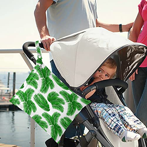 VISESUNNY FOLHA TROPICAL 2PCS Saco molhado com bolsos com zíper bolsa de fraldas lagarta lavável para viajar, praia, creche,