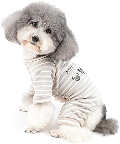 Zunea Pijama de cachorro pequeno, pão de algodão macio, roupas de inverno de inverno, grossa listrada cachorrinho pjs macacão de jumfsput