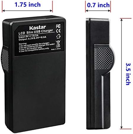Kastar LCD3 USB Battery Charger Replacement for Panasonic VW-VBG070, VW-VBG130, VWVBG260 and SDR-H40, SDR-H80 Series, HDC-HS700, TM700, HS300, TM300, HS250, SD20, HS20, HDC-SDT750 Camcorder