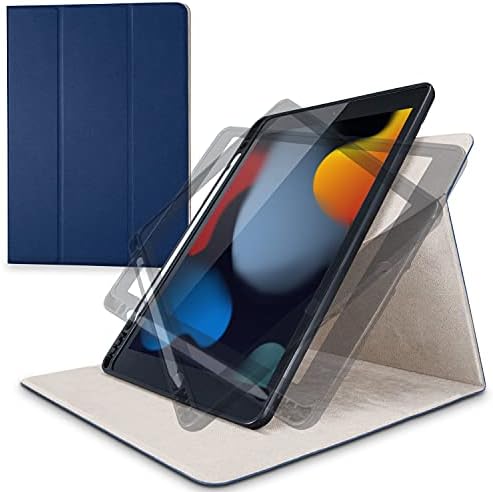 Caso Elecom TB-A19RSA360NV para iPad 10,2 polegadas, compatível com sono automático, rotação de 360 ​​°, armazenamento de lápis, marinha