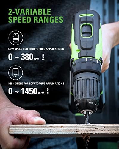 Greenworks 24V Drill sem escova/driver + Kit de combinação de acionamento de impacto, baterias e carregador incluídos, com conjunto