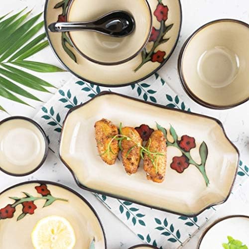 Loupas de mesa de cerâmica Zldgyg pratos criativos e utensílios de mesa, utensílios anti-escala espessados ​​domésticos