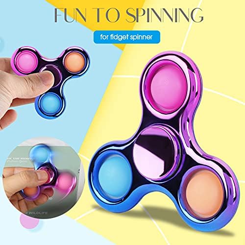 FIGROL POP Spinner simples de Fidget 3, Push Bubble Metal Looking Spinners, Pop Bubble Rainbow Fidget Toys Spinners para Ansiedade