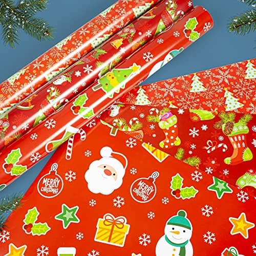 Papel de embrulho 6 rolos com 6 designs para presentes de Natal