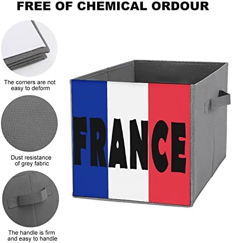 França Bandeira grande Cubos Bins de armazenamento de armazenamento Caixa de armazenamento de lona Organizadores de armários para prateleiras