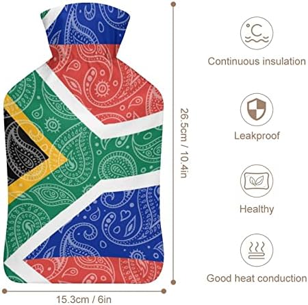 Paisley Bandeira Africana Garrafa de água quente 1000 ml com tampa macia Removável Saco de injeção de água de pacote frio e quente