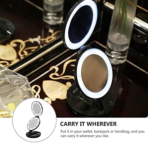 Fomiyes Espelho de LED portátil 1pc espelho de maquiagem compacto espelho dobrável espelho de vaidade de dupla face espelho com luzes