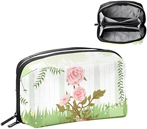 Bolsa de maquiagem Zipper Pouch Travel Organizador cosmético para mulheres e meninas ， Camellia Flowers Pink Garden