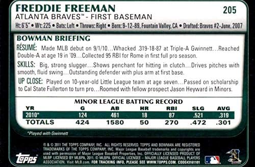 2011 Bowman #205 Freddie Freeman RC