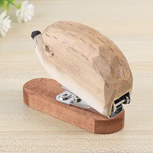 Nuobesty Mini grampeador grampeador de madeira para mesa de madeira mini grampeador de madeira novidade para estacionamento de escritório
