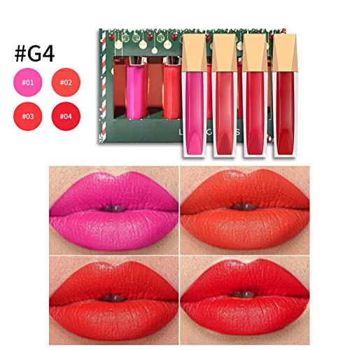 Lipstick e maquiagem Produtos Mattes Lip Gloss Set Caixa de presente de Natal 4 cores impermeabilizada Longo Lip Lip Gloss non stick
