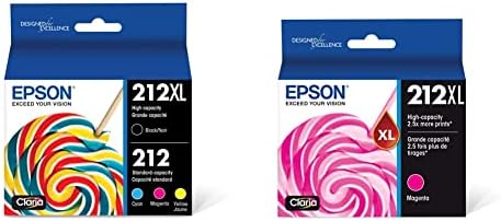 Epson 212xl, cor de capacidade padrão e cartuchos de tinta preta de alta capacidade, 4-pacote e t212xl120 Expressão