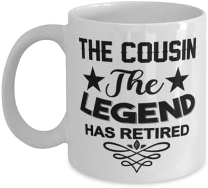 Cousin Caneca, a lenda se aposentou, idéias de presentes exclusivas para primo, caneca de café xícara de chá branco