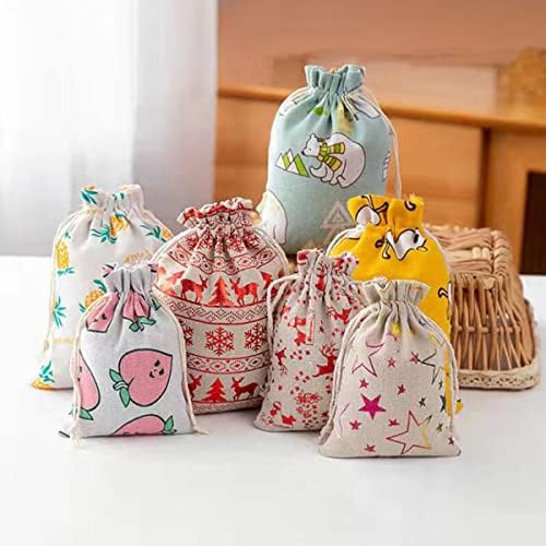 Petunny 50pcs Bolsas de presente de estopa com cordão, 5 x 7 bolsas de joias de linho com sacos de algodão com cordas