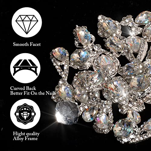 Baiyiyi 30pcs unhas cristal de unha ab encanta de pregos 3d brotos de vidro jóias de metal jóias diamantes unhas crains de unha