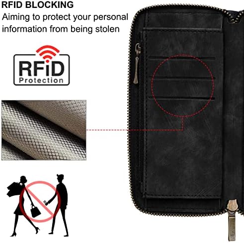 RSSVISS para iPhone 12/12 Pro Case Case Case Cobert para homens, 《《Blocking RFID》 《MagSafe》 Titular do cartão de crédito Titular
