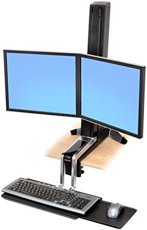 Ergotron-Workfit-S Dual Monitor Standing Desk Conversor, SIT STAND WORKSTATION PARA TARDETOPS-sem superfície de trabalho,