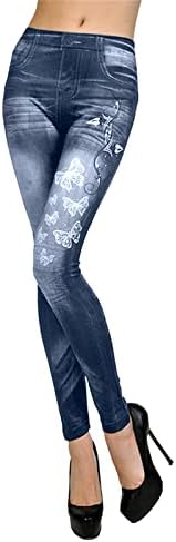 ETHKIA MATERNIDADE MULHERM MULHERES ELÁSTICA Jeans Leggings Térmica estampa térmica Jeans de jeans calça calçada