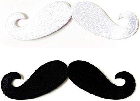 O conjunto de 2 pcs. Bigode de bigode preto logotipo de logotipo apliques costura bordada em ferro em remendo para mochilas