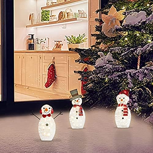 OUHOE 3PCS Christmas Lighted Snowman Set Set Decoration Outdoor Yard, Light Up Light Up Família de neve acrílica acrílica Homem de neve,