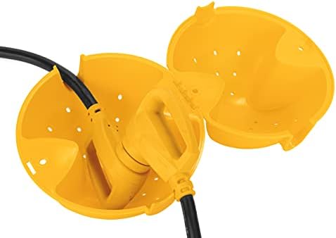 Camco Durável Ball Power Ball Lock para cabos externos - envolve dois cabos conectados, protege os cabos do ar livre para cabelos de alimentação RV, amarelo