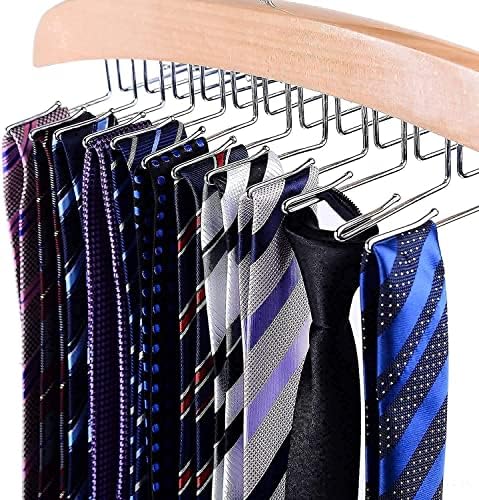 Cabide de gravata, ohuhu tie rack de madeira, organizador de armário de 24 gancho e armazenamento+rack de cabide, Ohuhu Walnut Wooden