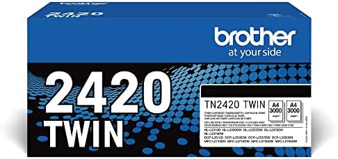 Irmão TN-2420twin Toner Cartuctidge, Black, Twin Pack, alto rendimento, Inclui 2 x Toner Cartucks, suprimentos genuínos