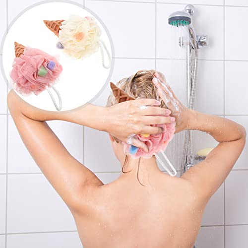 Banho de esponja de bóia supvox esponja 2pcs banho chuveiro de banho pouf pouf malha de pouf chuveiro