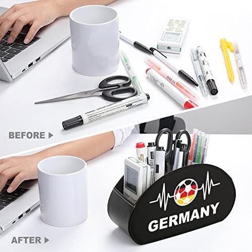 Alemanha futebol de futebol de futebol cardíaco Remote TV Control Titular PU Organizador de caixa de armazenamento com 5 compartimentos para escritório de mesa
