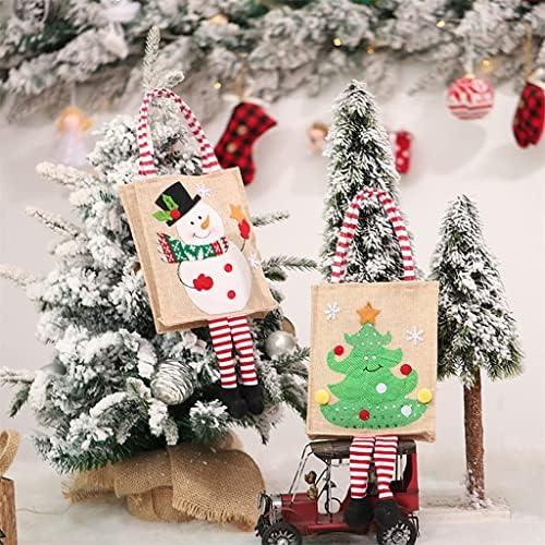 Mysgyh yangping- 4pcs/conjunto de embalagens bordadas bolsa de doces Merry christma linho bonito