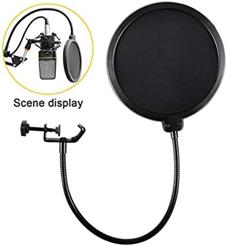 Filtro pop de microfone para Yeti azul e qualquer outra tela pop de vento em camadas duplas com um clipe flexível