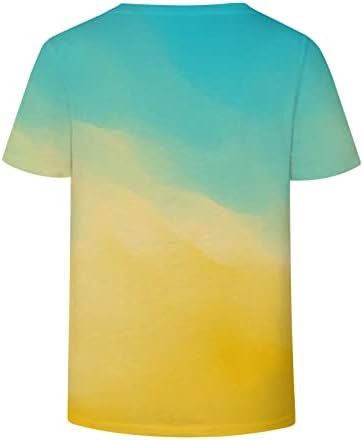 Gradiente feminino Summer Tops 2023 Bloco de colorido em vaca curta Túnicas de camiseta casual de camiseta casual túnicas