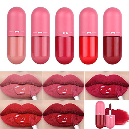 5pcs mini brilho labial glitter mancha de lábio duradouro tonalidade à prova d'água Lip tonalidade hidratante de óleo líquido