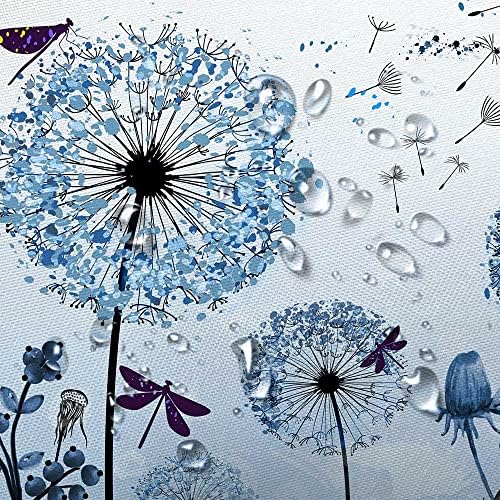 Derdelões e libélulas elegantes Cortina de chuveiro decoração azul, flores silvestres de ervas florais cortina de