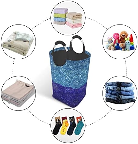 Teal Glitter Impresso Dirty Roupos Bolsa de roupas de roupa com alças colapsíveis roupas sujas cestam sacos de lavagem para banheira