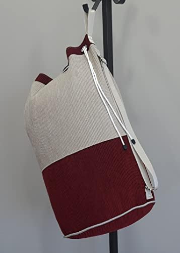 Bolsa de lavanderia com monograma de cor creme vermelho, cesto de lavanderia personalizada, bolsa