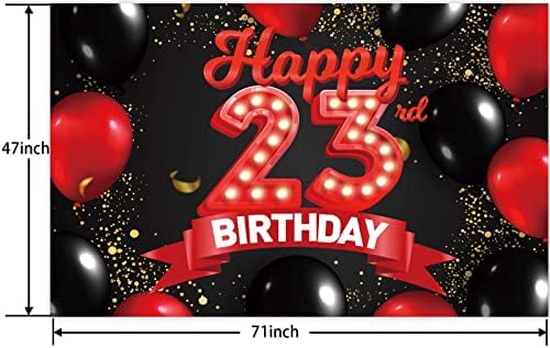 Feliz 23º aniversário de aniversário de Banner Red e Black Decorações de Balões Decoração de Tema para Meninas Princesa 23