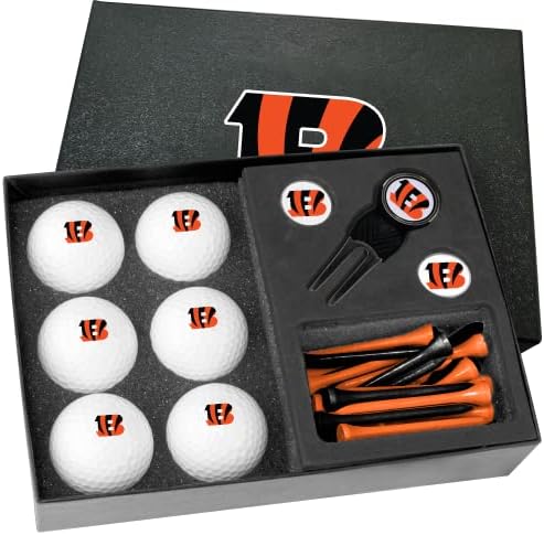 Golfballs.com Cincinnati Bengals Meia dúzia de presentes com ferramenta de Divot - bolas em branco