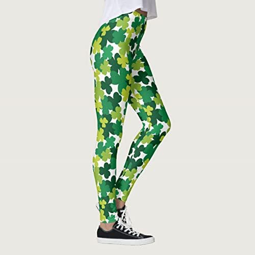 Lensse St. Patricks Day Leggings for Women High Caist Elasty Extady Printed Lucky Bootcut Yoga Calças