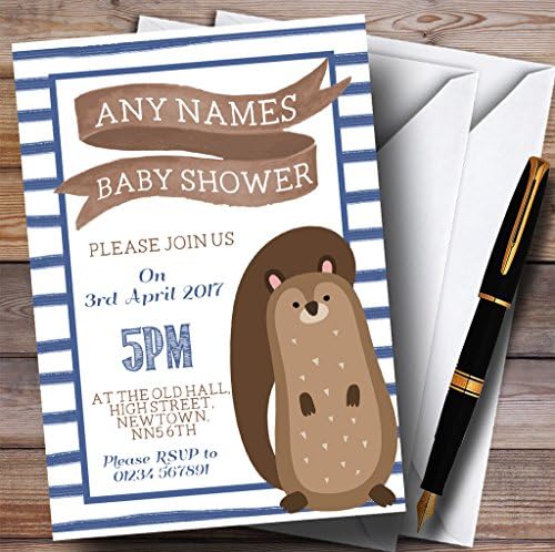 O card zoo listras azuis convites de esquilo convites para chá de bebê