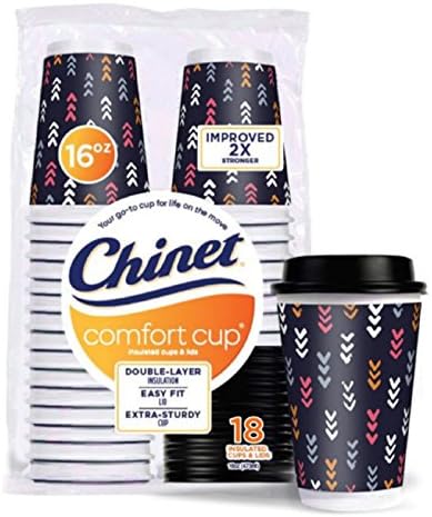 Chinet Comfort-Cup 108 contagem de xícaras e tampas de parede dupla, 16 onças