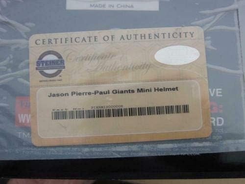 Jason Pierre Paul JPP assinou o NY Giants Mini Capacete Autógrafo Steiner COA - Mini capacetes da NFL autografados
