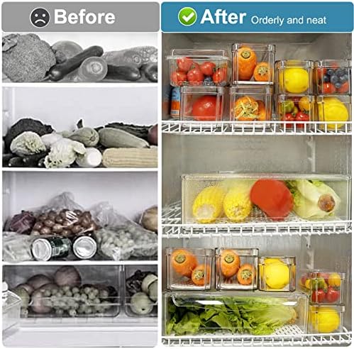 Loja com lixeiras organizadoras de geladeira transparente em lojas, 10 PCs Organizador de armazenamento de alimentos