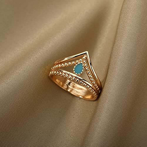 T3Store Princess Crown anel verde opala luminosa anéis para mulheres homens brilhando em jóias do anel de noivado de casamento escuro - ouro - 7-31123